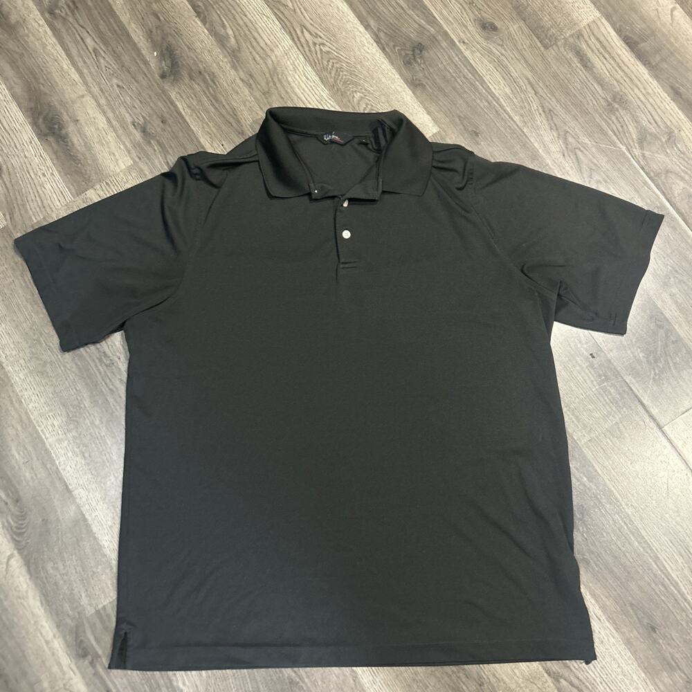 Walter Hagen Men's Shirt Essentials Polo XLarge Black Polyester Solid